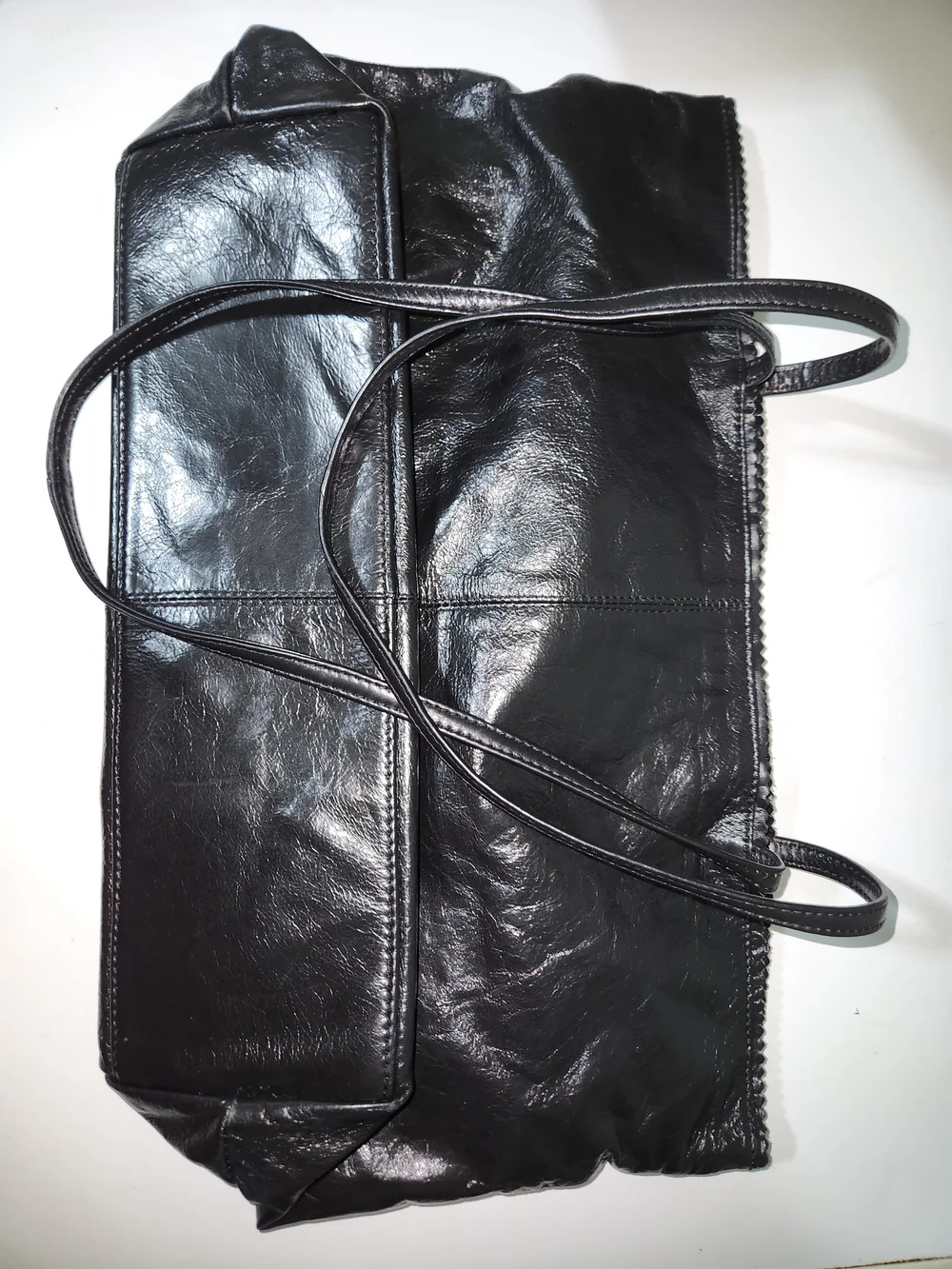 Black Leather Womans Tote Bag